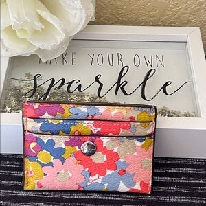 Coach Peyton Multicolor Floral Card Holder